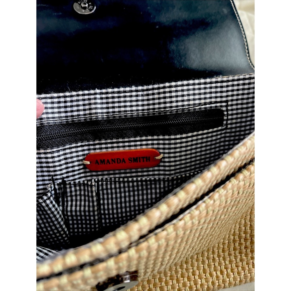 Amanda Smith Woven Weave Shoulder Bag Beach Purse Brown Pockets Leather - Picture 4 of 8